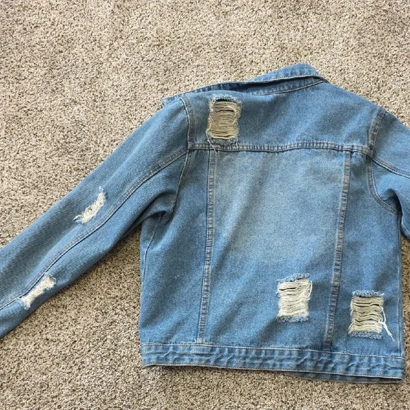 Mono B Blue Distressed Jean Jacket - Picture 9 of 11